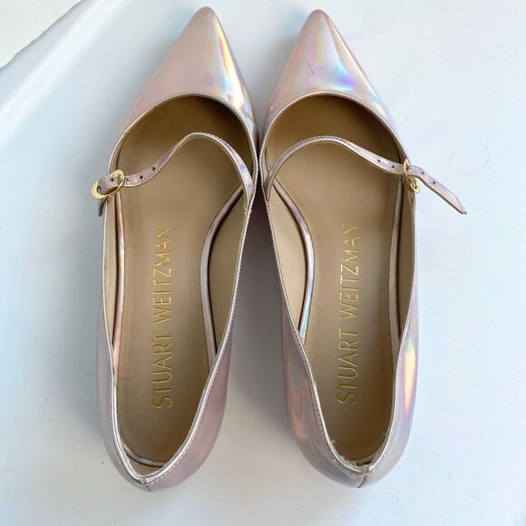 Stuart Weitzman Emilia Mary Jane Flats Iridescent Opal Patent Leather Women’s 6. - Picture 9 of 10